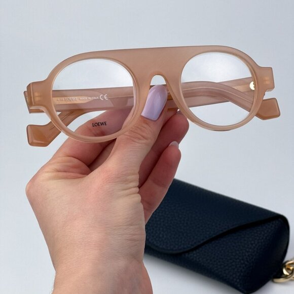 Loewe Women Eyeglasses Shiny Light Pink Demo Round LW50009I  Loewe Women BRAND NEW Eyeglasses Shiny Light Pink Demo Round LW50009I 072